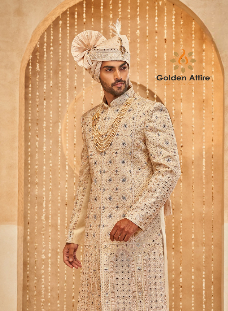 Western Dress Indo Western Sherwani For Marriage Sherwani Indo Western   Golden Attire