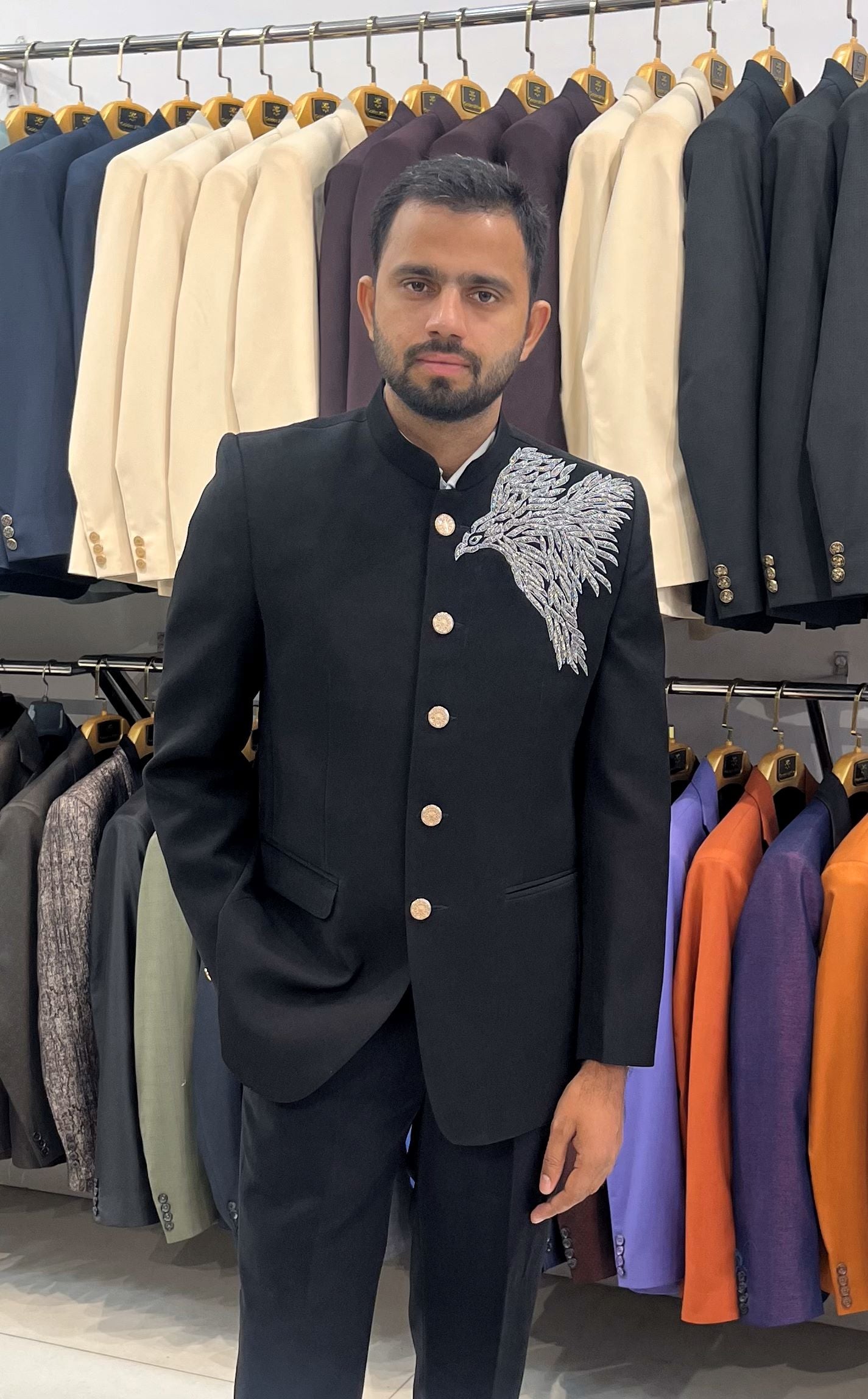 Black jodhpuri handwork wedding suit, groom wedding suit, Black prince Suit, groom outfit,