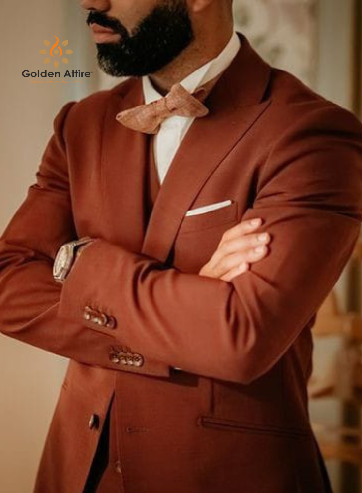 Terracotta Three-Piece Suit, Rust suit for men