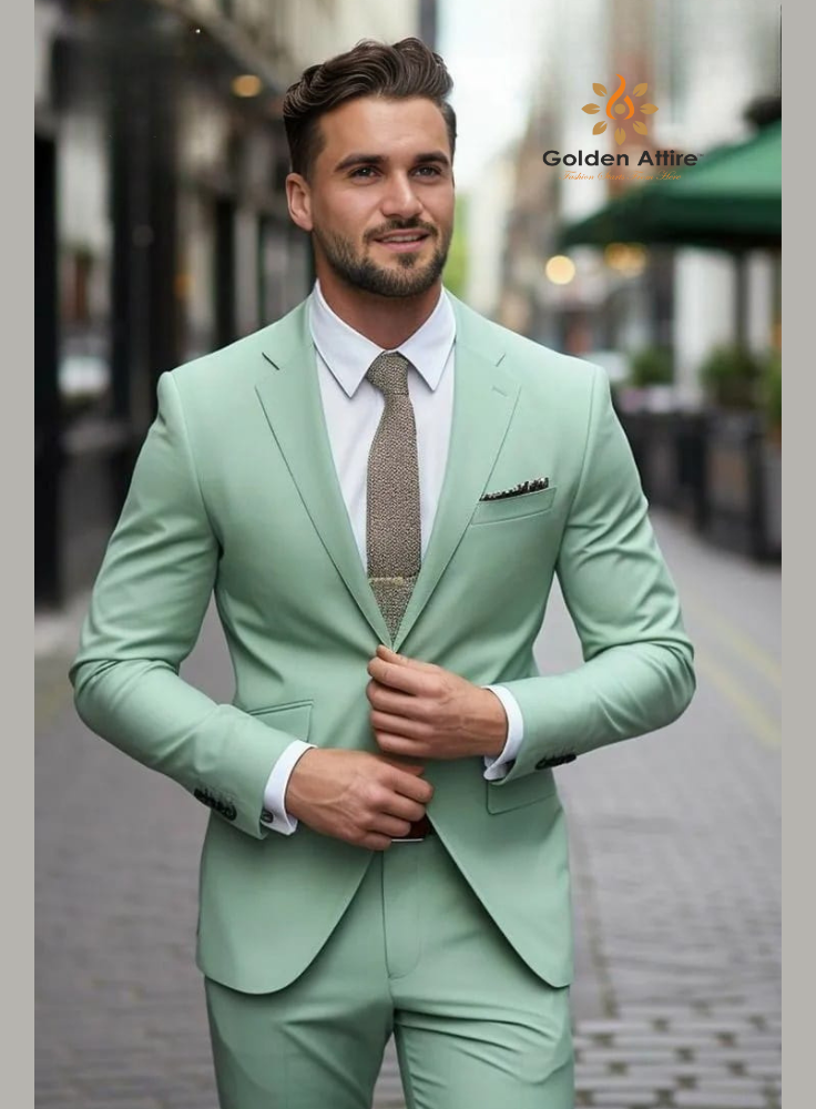 Custom Sage Green Two-Piece Suit | Modern Elegance, Tailored to Perfection"