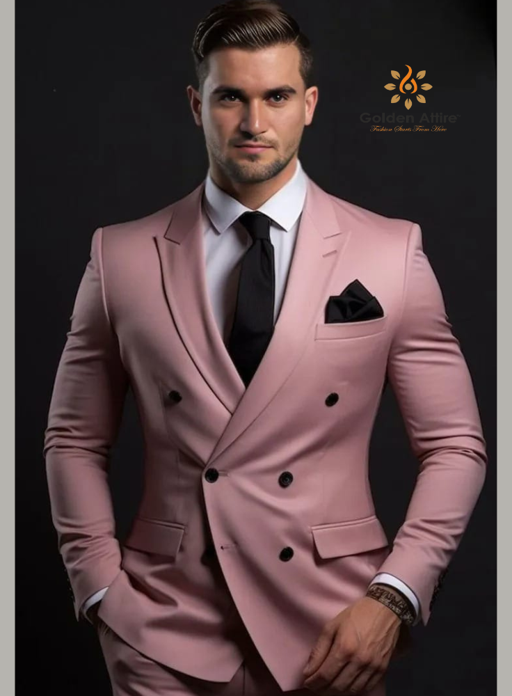 Customizable Dusty Rose Double-Breasted Suit in Premium Terry Rayon – Tailored to Perfection for Your Unique Style