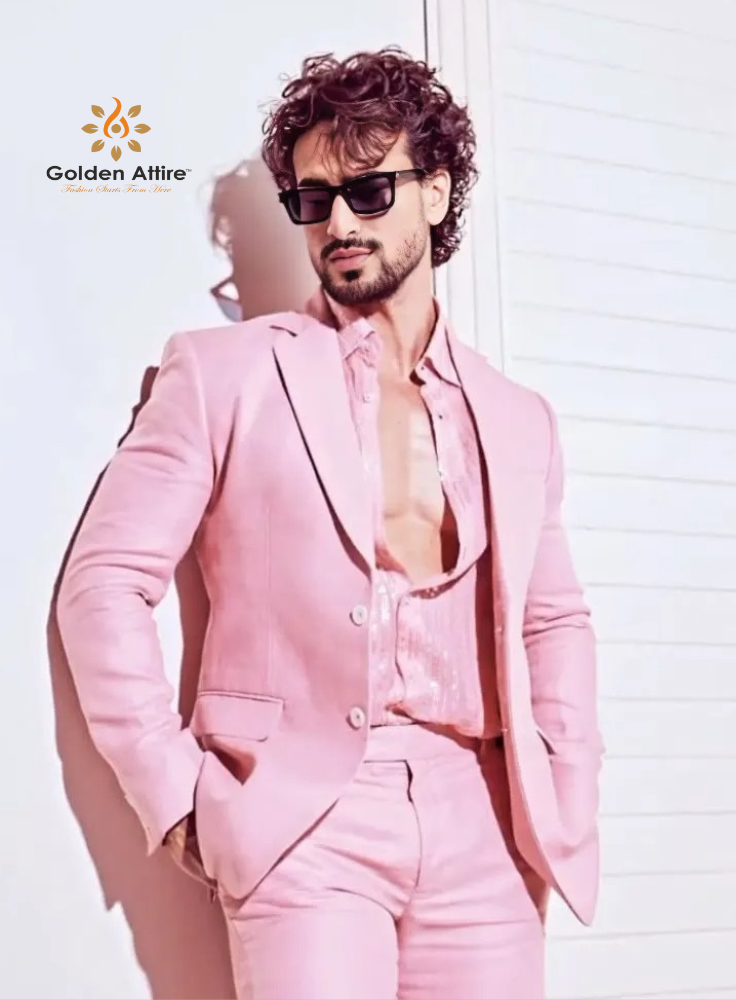 Golden Attire Custom Pink Two Piece Suit Set Bold Luxury, Tailored to Perfection