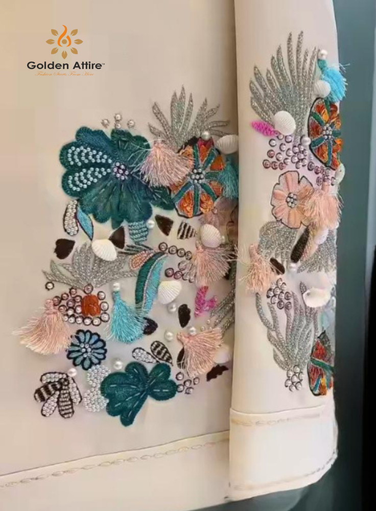 Groom Jacket Embroidered Pearls Tassels Handmade Luxury Wedding Reception