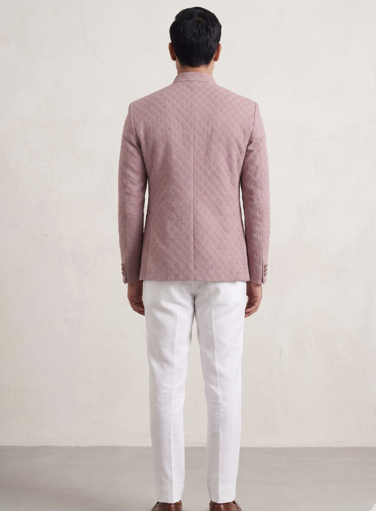 Dusty Rose Bandhgala Jodhpuri Suit for Men