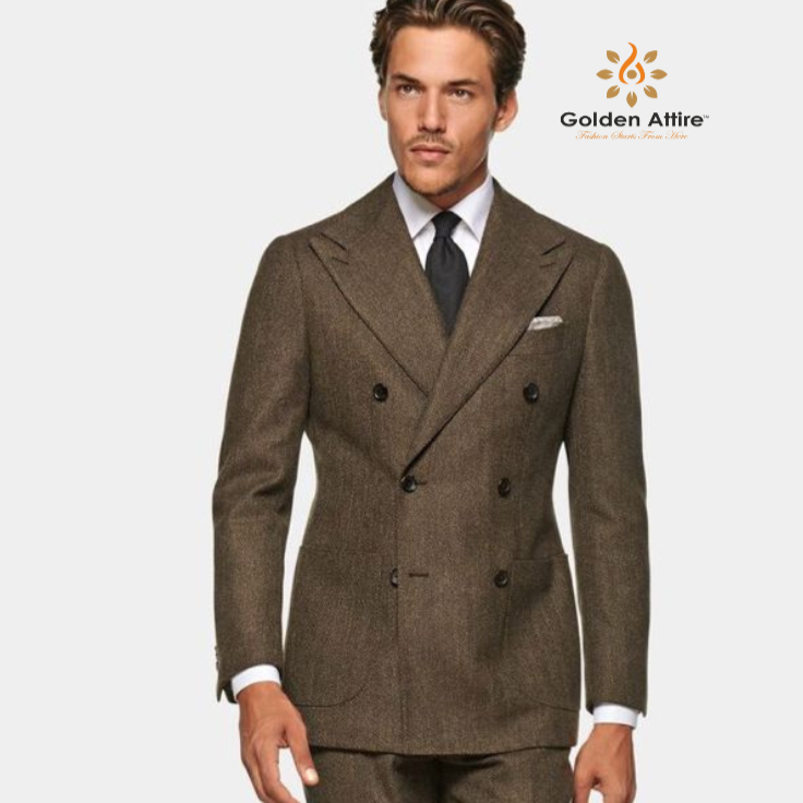 Classic Brown Double Breasted Suit.