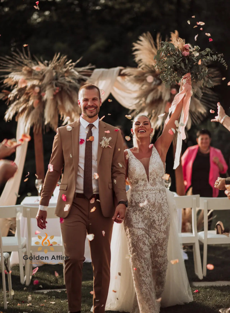 Custom Dusty Rose Groom Suit, Two-Piece Set Bespoke Suits