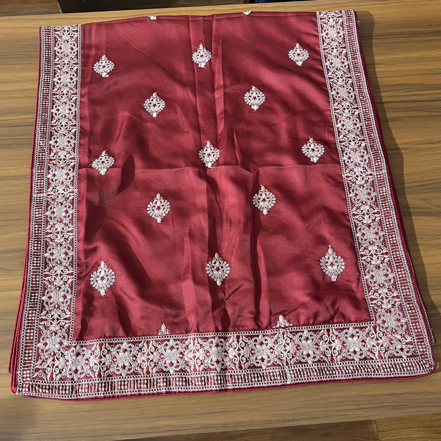 Maroon Indian Wedding Turban | Embroidered Border Sherwani Pagri | Lightweight Adjustable Safa with Velcro