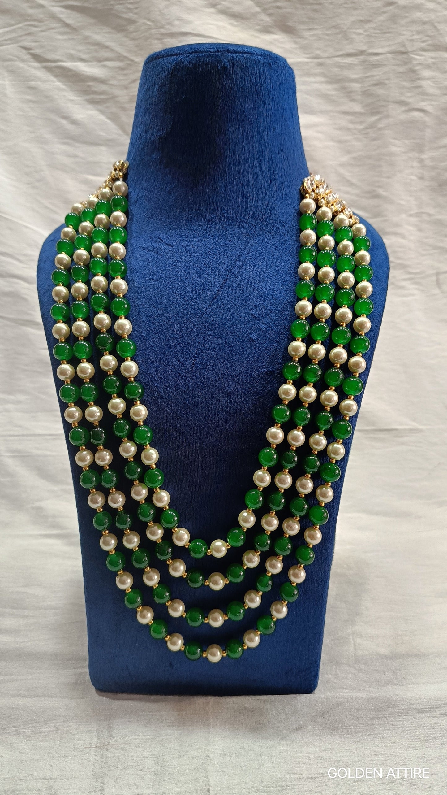 Groom Emerald & Pearl Necklace: Indian Sherwani Jewelry