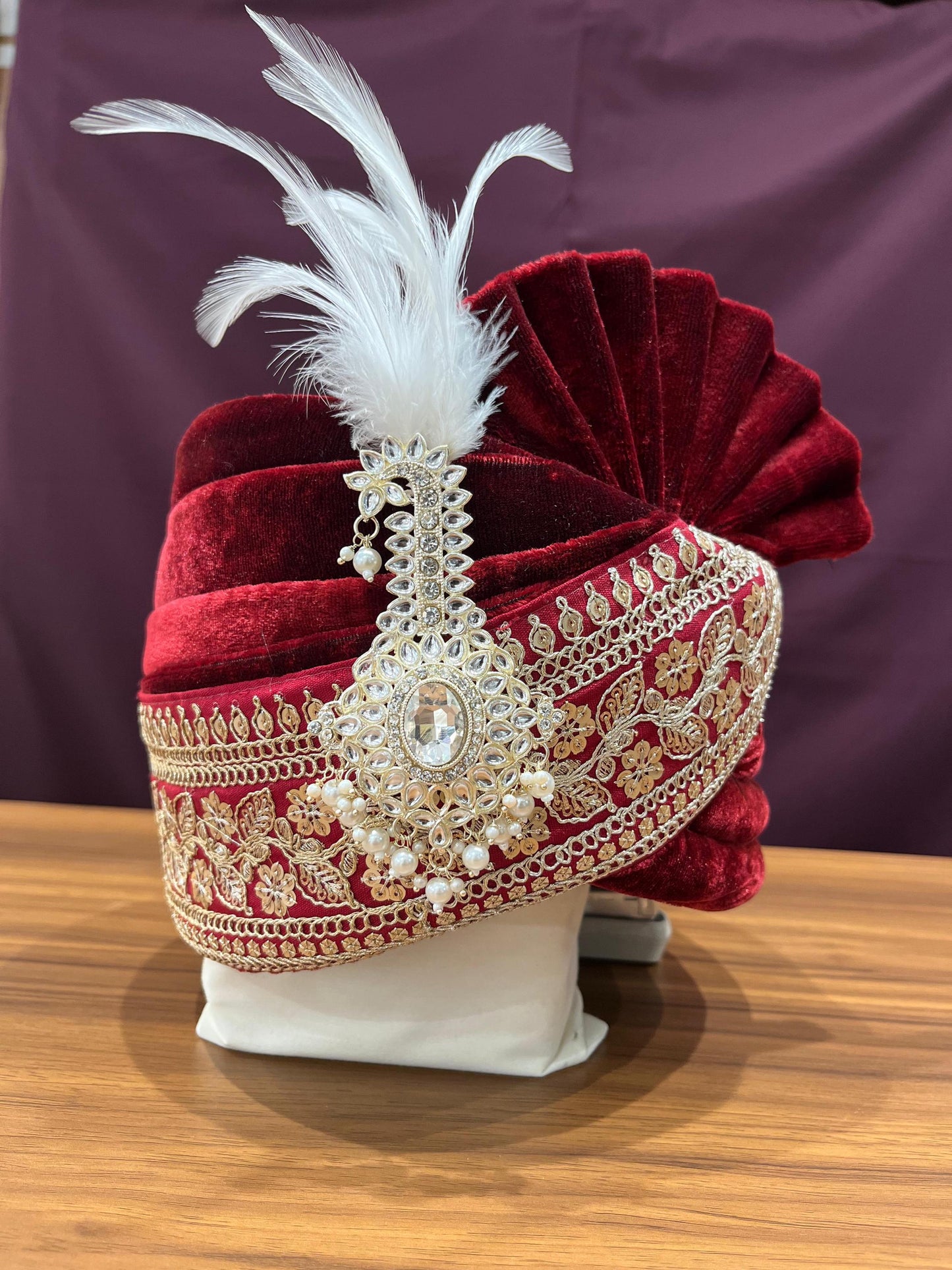 Minakari kalangi: Handmade Golden Attire turban kalgi brooch