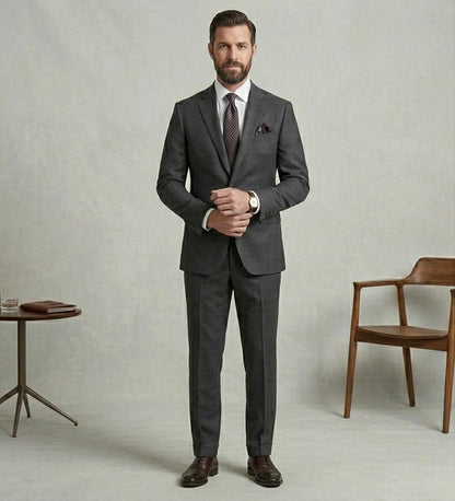 Premium Grey Three Piece Suit, Bespoke Tailored Wedding Suit for Men