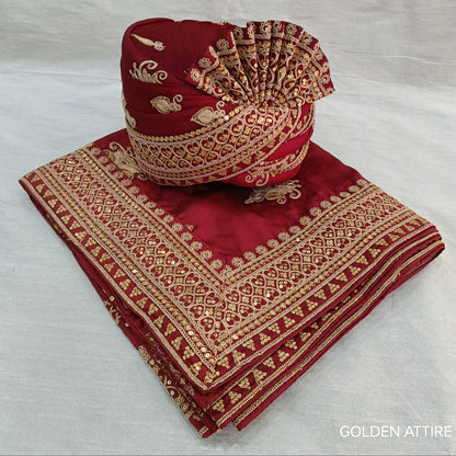 Turban & Shawl For Groom, Turban for Groom, wedding Safa groom, wedding Shawl, Stole Safa Combo, Safa for groom, Sherwani Turban Shawl, Adjustable Turban