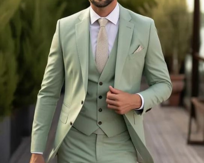 Sage Green Three-Piece Suits for men