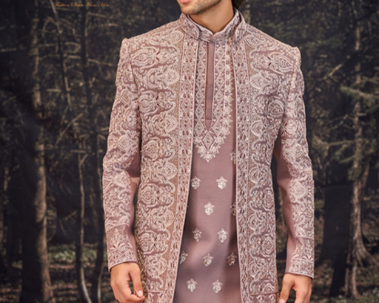 Elegant Rose Gold Indo-Western Sherwani Shrug – Modern Royalty