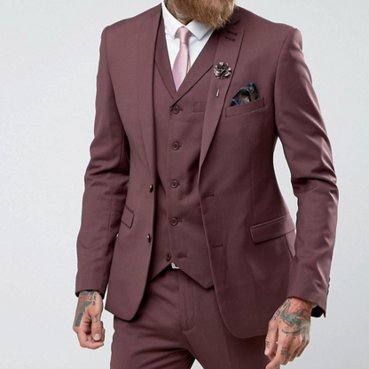 Elegant Three-Piece Suit in Dark Dusty Rose suits,