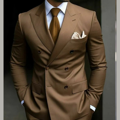 Classic Double-Breasted Brown Suit – Timeless Sophistication for the Modern Gentleman