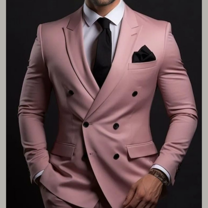 Customizable Dusty Rose Double-Breasted Suit in Premium Terry Rayon – Tailored to Perfection for Your Unique Style