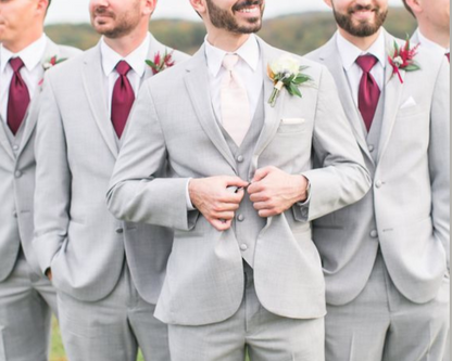 Customizable Grey Three-Piece Suit in Premium Terry Rayon – Modern Elegance, Tailored to Perfection