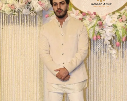Customizable Off White Jodhpuri Suit in Luxurious Elegant Ethnic Wear for Weddings & Festive Occasions