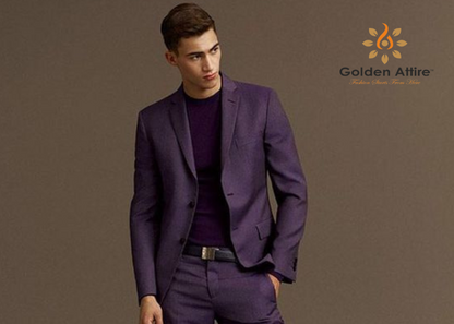 Premium Men's Suit, Eggplant Purple Groom Wedding Suit