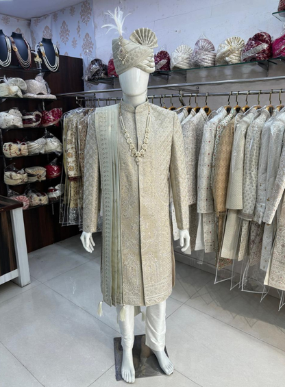 Ivory Premium Sherwani for Men, Wedding Groom Outfit