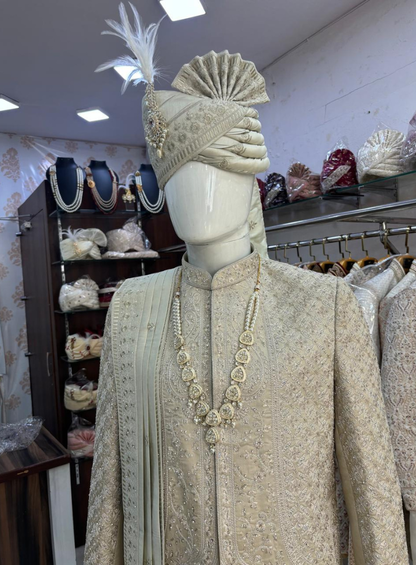 Ivory Premium Sherwani for Men, Wedding Groom Outfit