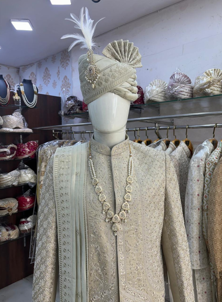 Ivory Premium Sherwani for Men, Wedding Groom Outfit
