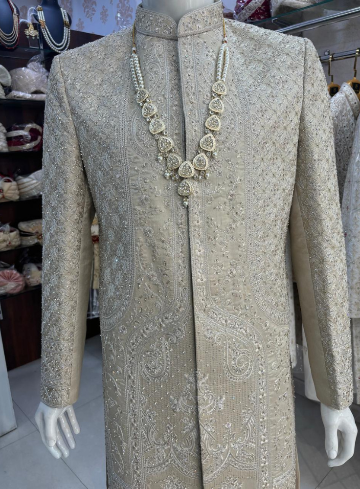 Ivory Premium Sherwani for Men, Wedding Groom Outfit