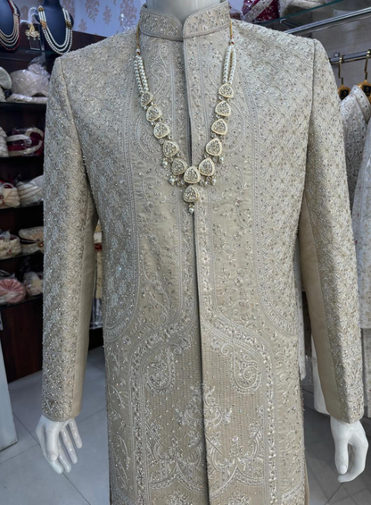 Ivory Premium Sherwani for Men, Wedding Groom Outfit