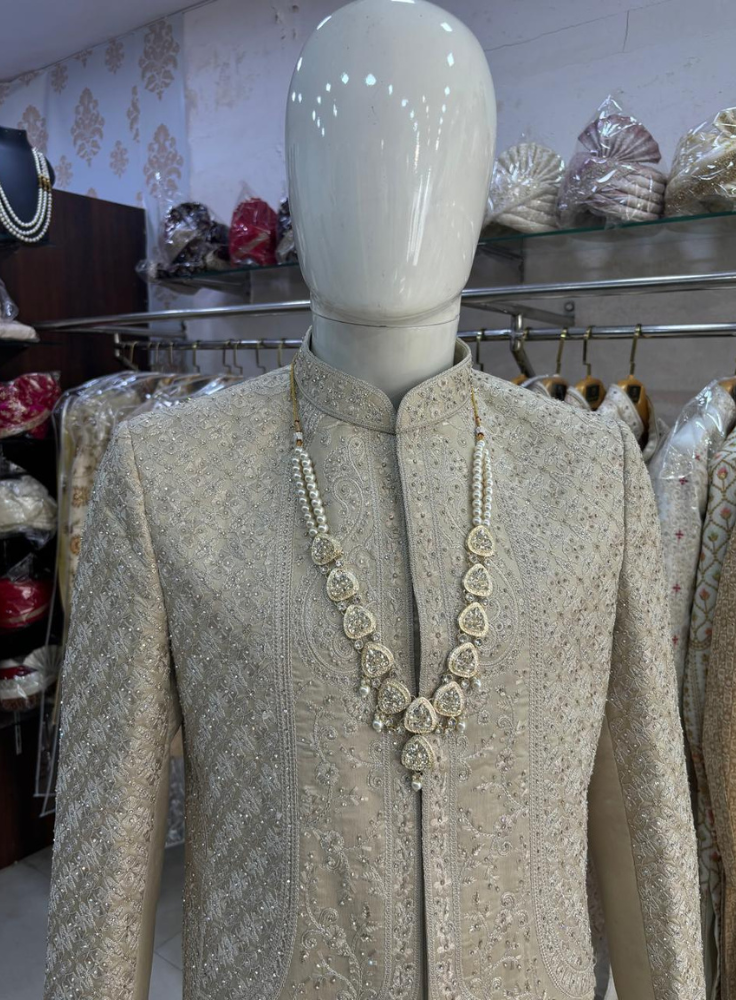 Ivory Premium Sherwani for Men, Wedding Groom Outfit
