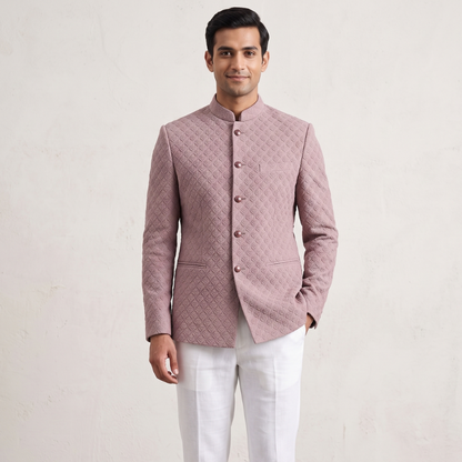 Dusty Rose Bandhgala Jodhpuri Suit for Men