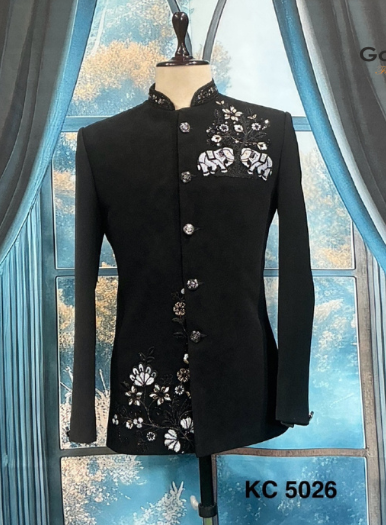 Premium Black Jodhpuri Groom Suit - Armani Lachka Fabric & Zardozi Work | Customizable Fit