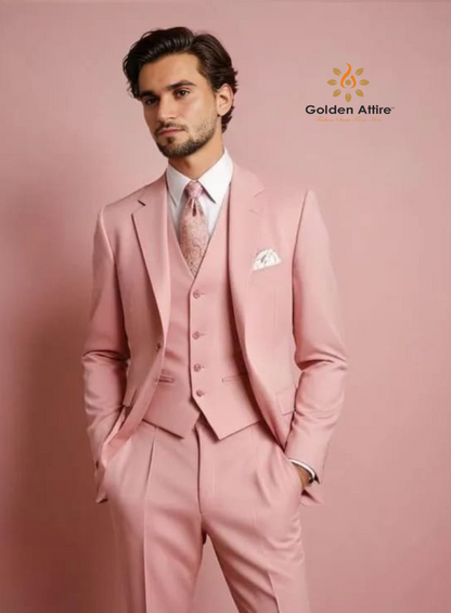 Premium Light pink 3 piece suit for men