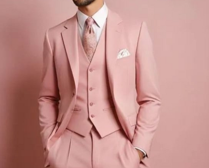 Premium Light pink 3 piece suit for men