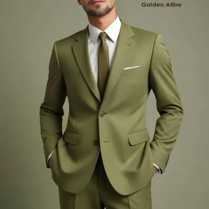 Men olive green two Piece Suit, Groomsmen suit, Luxury Stylish Premium Man Suit,