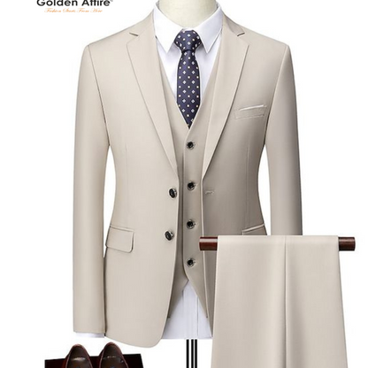 Men's Cream Groom Suit, Premium Three-Piece, Indian Wedding Suits