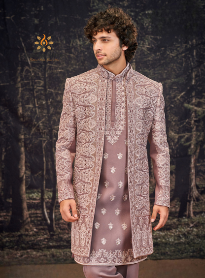 Elegant Rose Gold Indo-Western Sherwani Shrug – Modern Royalty