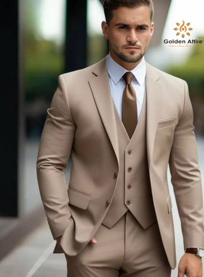Timeless Beige Three-Piece Suit, Prom suit