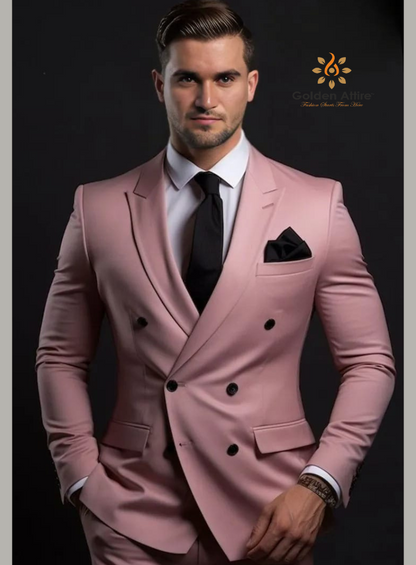 Customizable Dusty Rose Double-Breasted Suit in Premium Terry Rayon – Tailored to Perfection for Your Unique Style