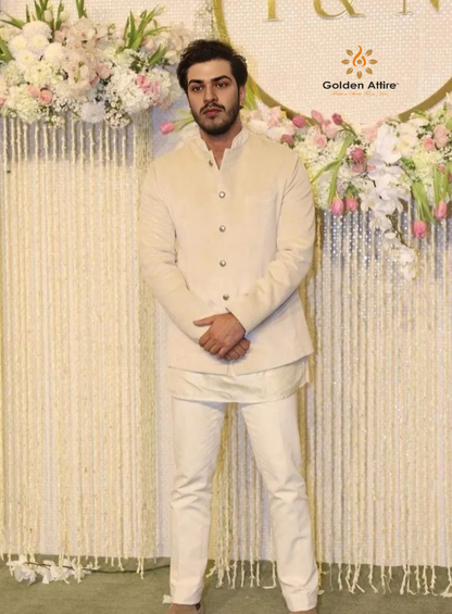 Customizable Off White Jodhpuri Suit in Luxurious Elegant Ethnic Wear for Weddings & Festive Occasions