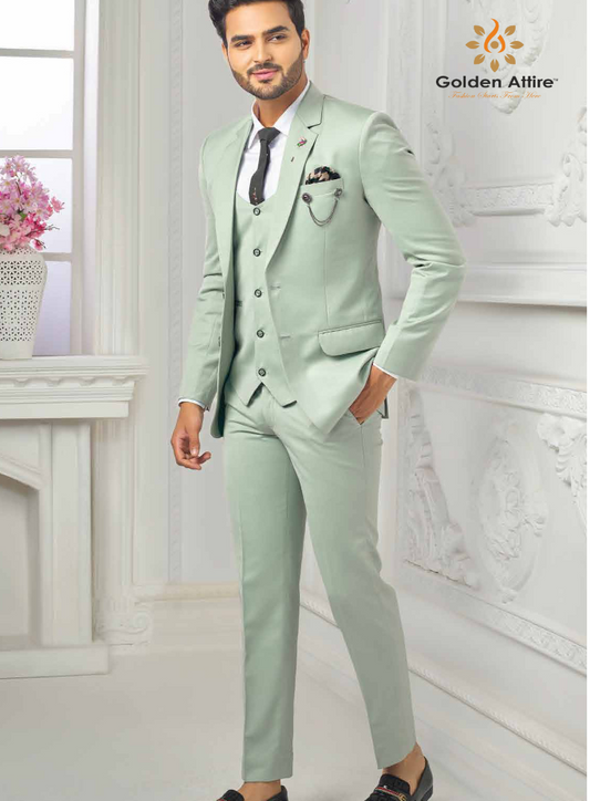 Sage Green 3-Piece Suit | Groom Wedding Suit | Customizable Comfort Fit | Includes White Shirt