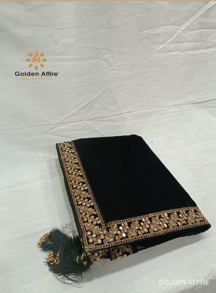 Black Velvet Indian Wedding Turban & Shawl Set