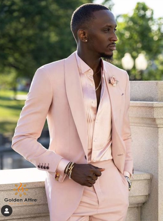 Custom Blush Pink Groom Suit, Two-Piece Wedding Suit for Men
