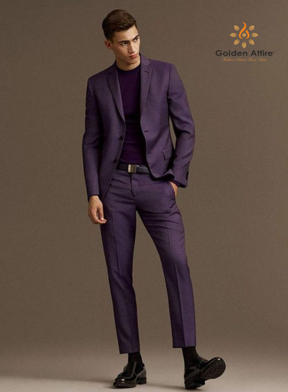 Premium Men's Suit, Eggplant Purple Groom Wedding Suit
