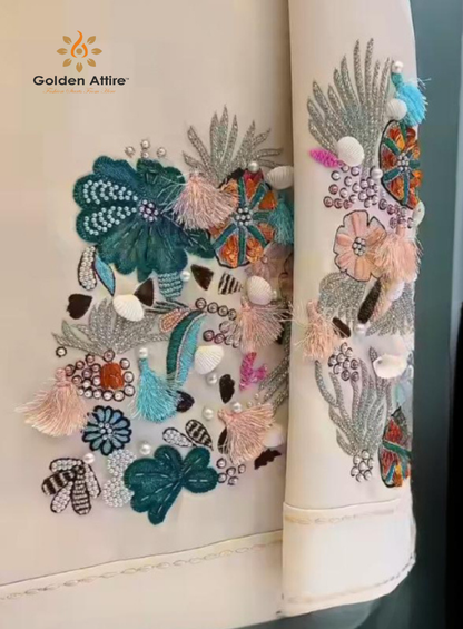 Groom Jacket Embroidered Pearls Tassels Handmade Luxury Wedding Reception