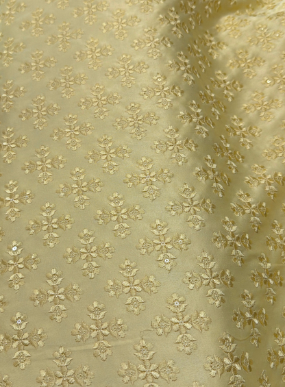 Butter Yellow Groom Suit, Men Ethnic Wedding Suit with Champagne Gold Embroidery
