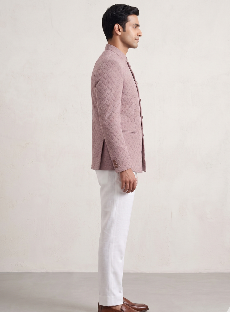 Dusty Rose Bandhgala Jodhpuri Suit for Men