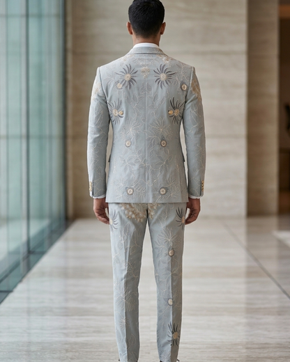 Ice Blue Double Breasted Luxury Wedding Suit for Men