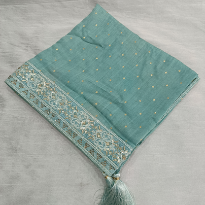 Dusty Blue Wedding Turban Set for Men, Groom Safa with Shawl