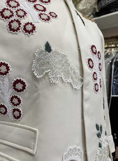 Ivory Artisan Nehru Jacket, Jacket Set for Wedding Groom