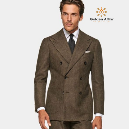 Classic Brown Double Breasted Suit.
